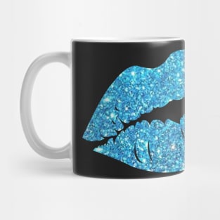 Light Blue Faux Glitter Lips Mug